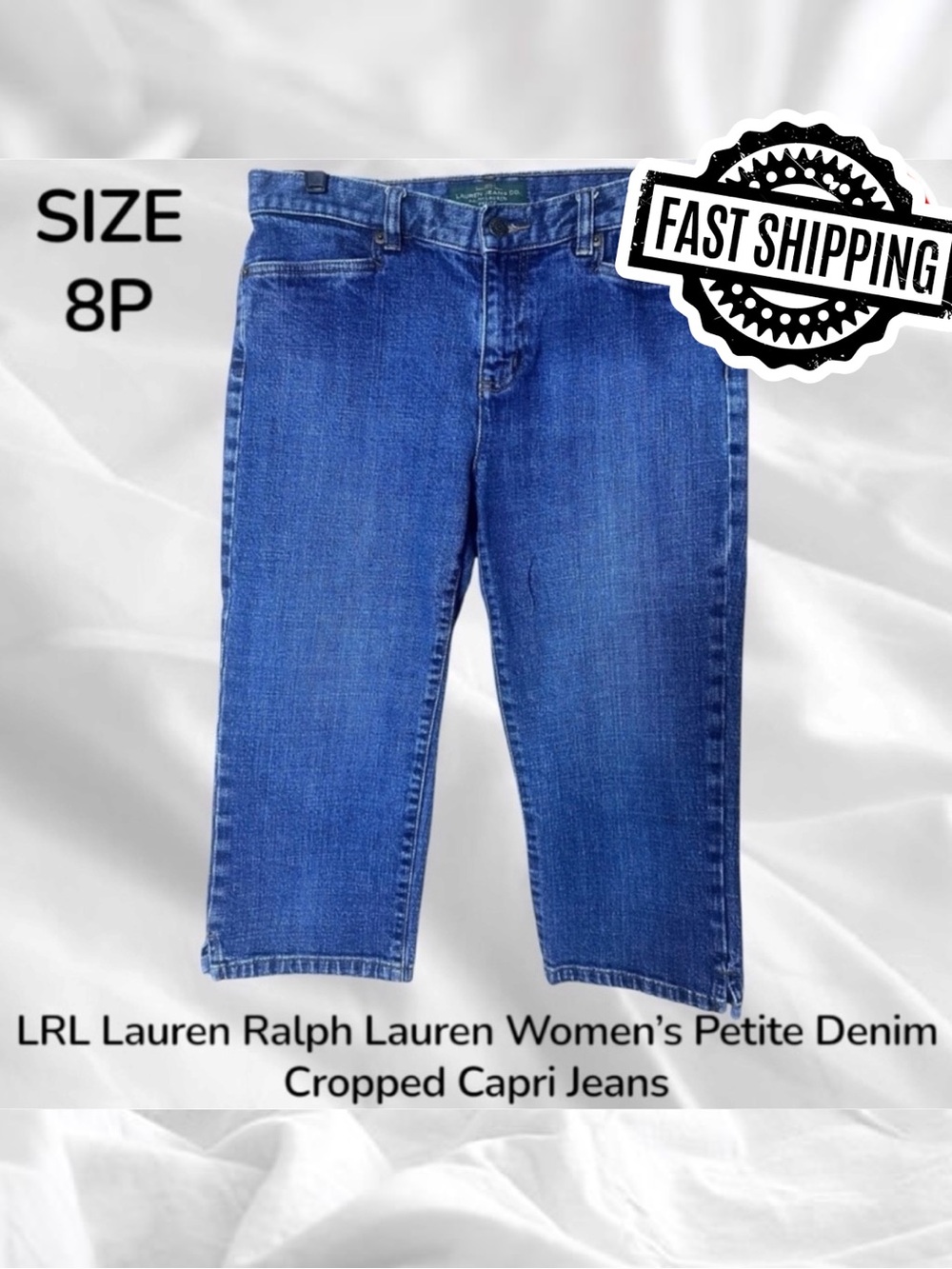 LRL Lauren Ralph Lauren Womens 8P Petite Denim Cropped Capri Jeans FAST SHIPPING